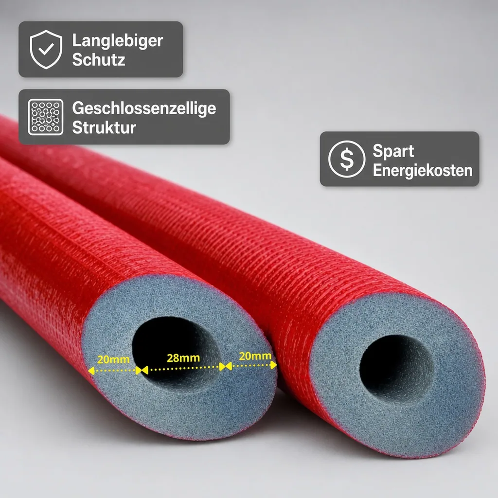 Rohrisolierung 28mm, 2m, Heizungsrohr, Dämmung