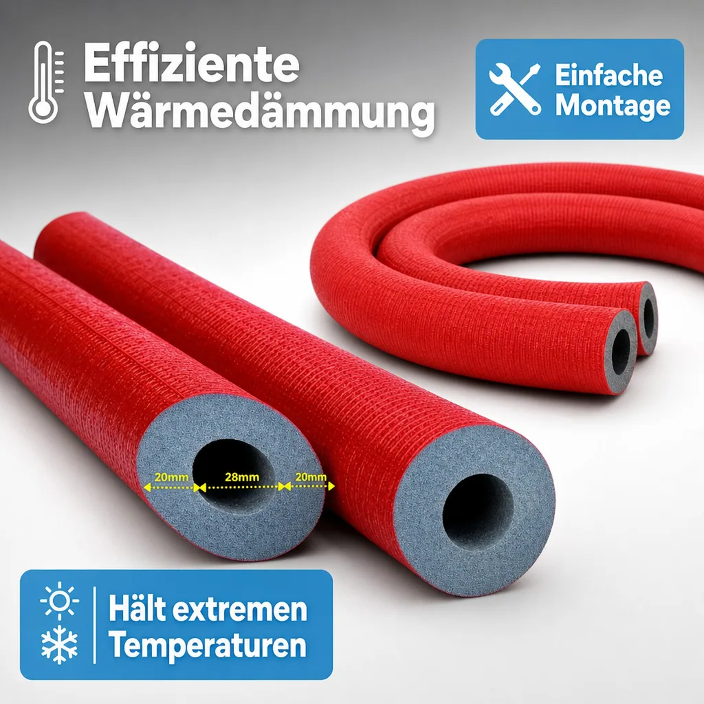 Rohrisolierung 28mm, 2m, Heizungsrohr, Dämmung