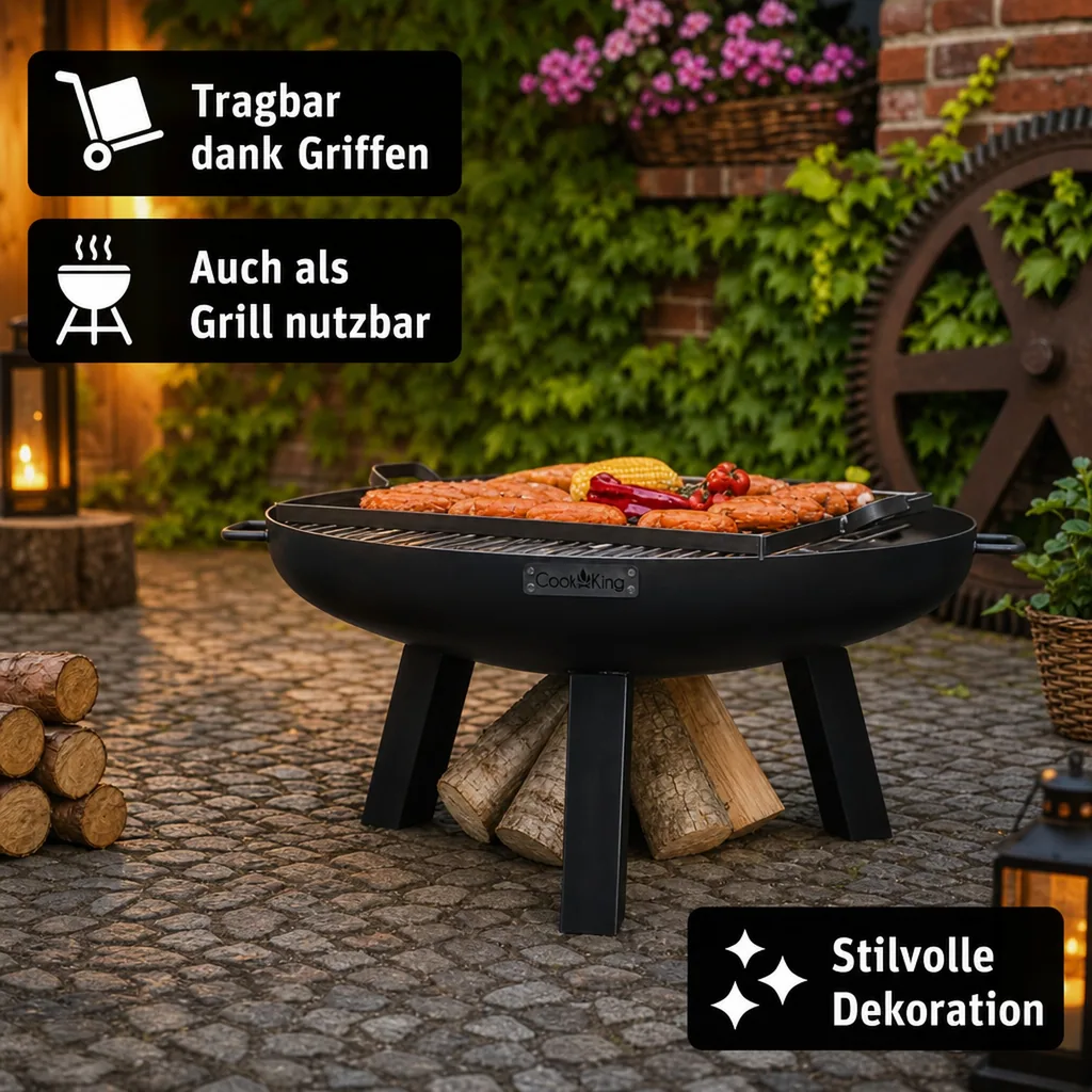 Feuerschale, Garten, 60 cm, Stahl Feuerschale