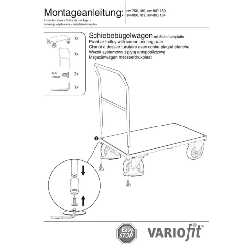 Schiebebügelwagen 1000 kg Typ L + EasySTOP