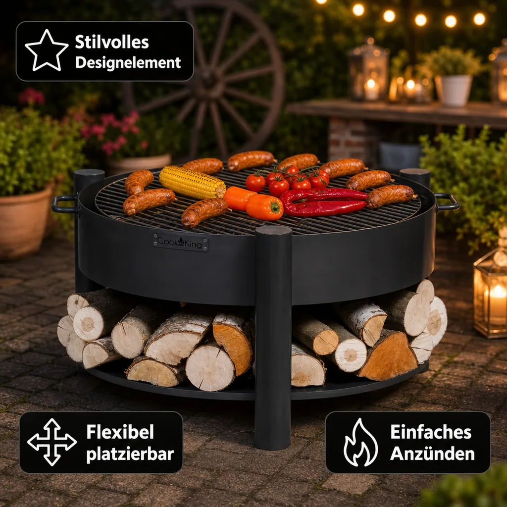 Feuerschale 70 cm, Garten Feuerschale, Naturstahl, handgefertigt