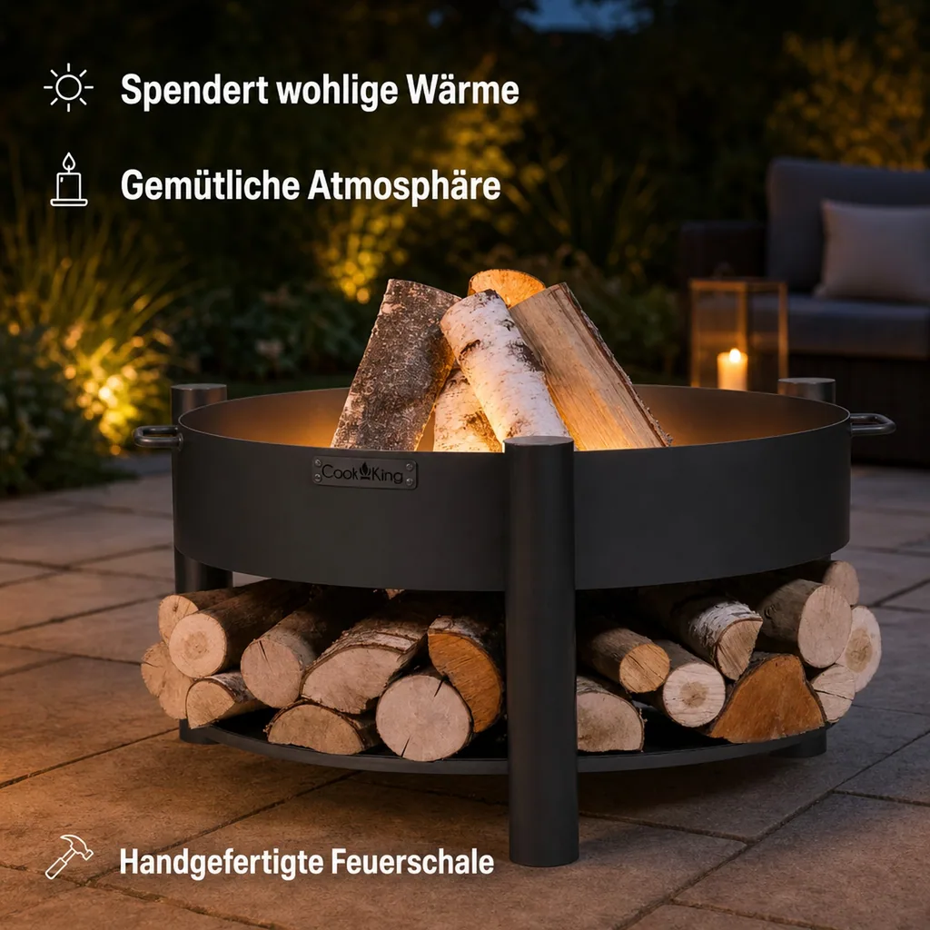 Feuerschale 70 cm, Garten Feuerschale, Naturstahl, handgefertigt