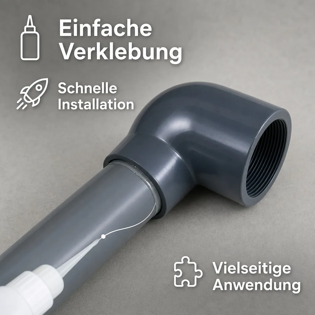 PVC Winkel 2 Zoll, 90 Grad, PVC-U Winkel Muffe, 63 mm, Klebefitting