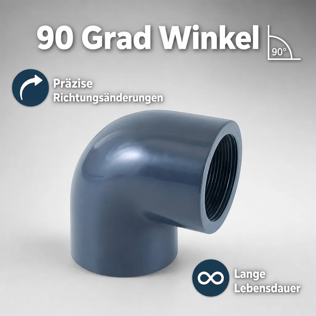 PVC Winkel 2 Zoll, 90 Grad, PVC-U Winkel Muffe, 63 mm, Klebefitting