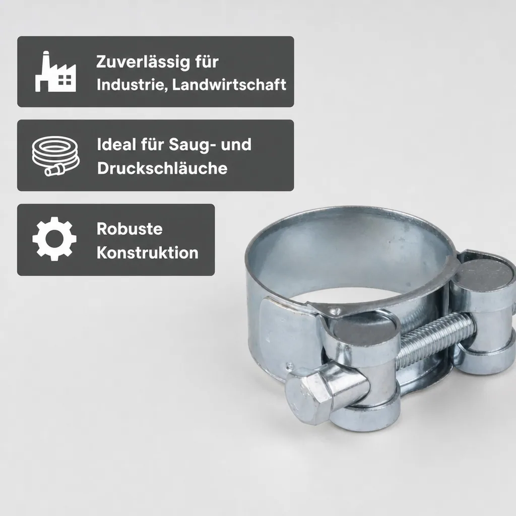 Schlauchschellen 19-21mm, Spannbackenschellen, verzinkt, Gelenkbolzenschellen