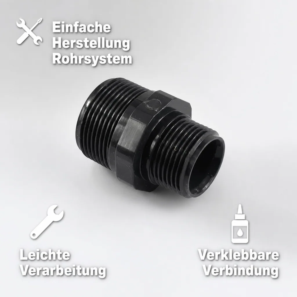PVC - U Doppelnippel reduziert AG 1" x 3/4"