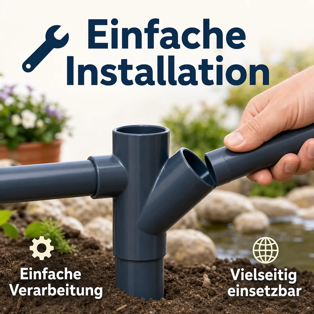 PVC Fittinge, PVC Rohrverbinder, T-Stück Muffe 32 mm PN16, 45 Grad
