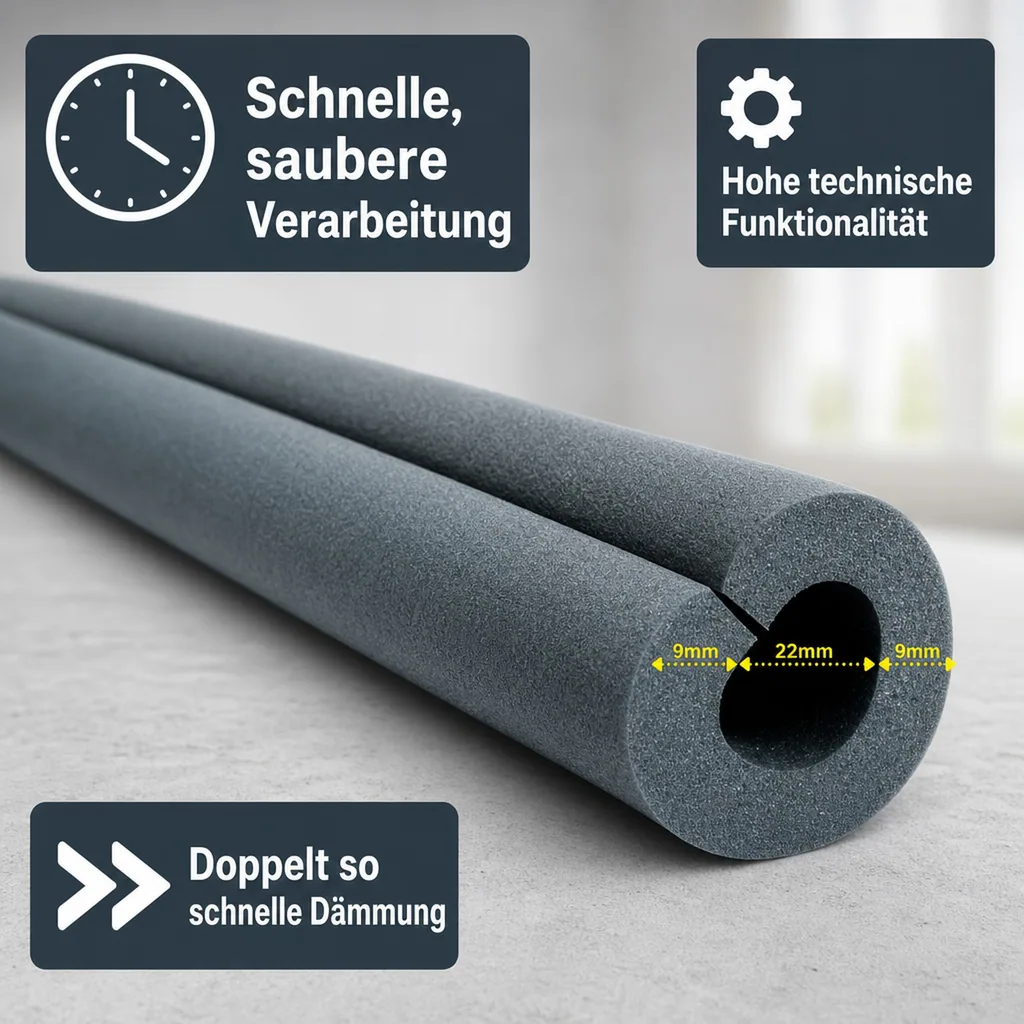 Rohrisolierungsband 1m, 22 mm x 9 mm, selbstklebend