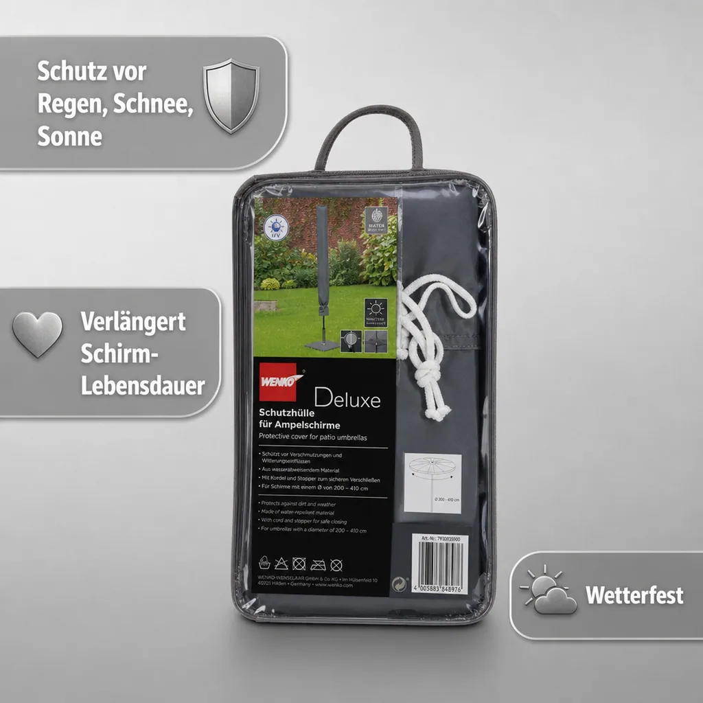 Schutzhülle Schirm, Partyschirm Abdeckung, Deluxe, Ø200-410 cm, Wetterfest