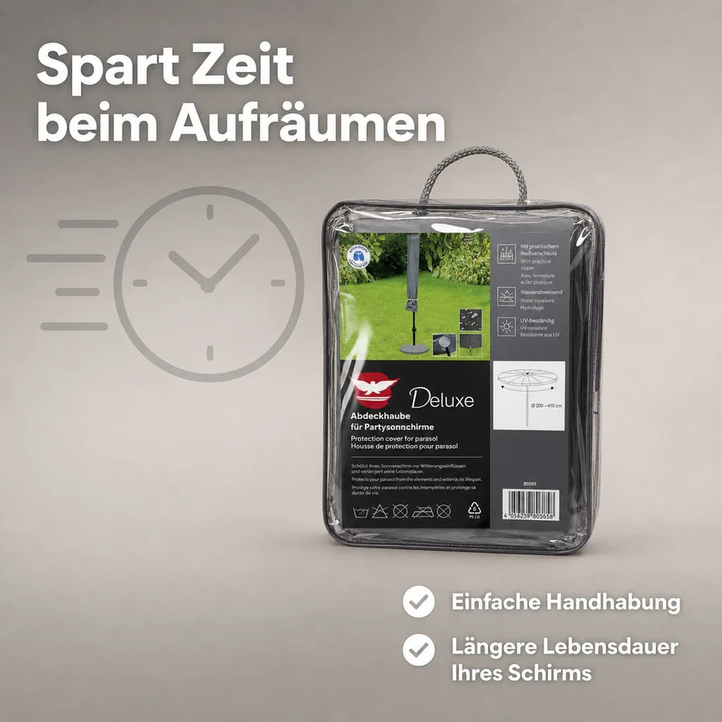 Schutzhülle Schirm, Partyschirm Abdeckung, Deluxe, Ø200-410 cm, Wetterfest