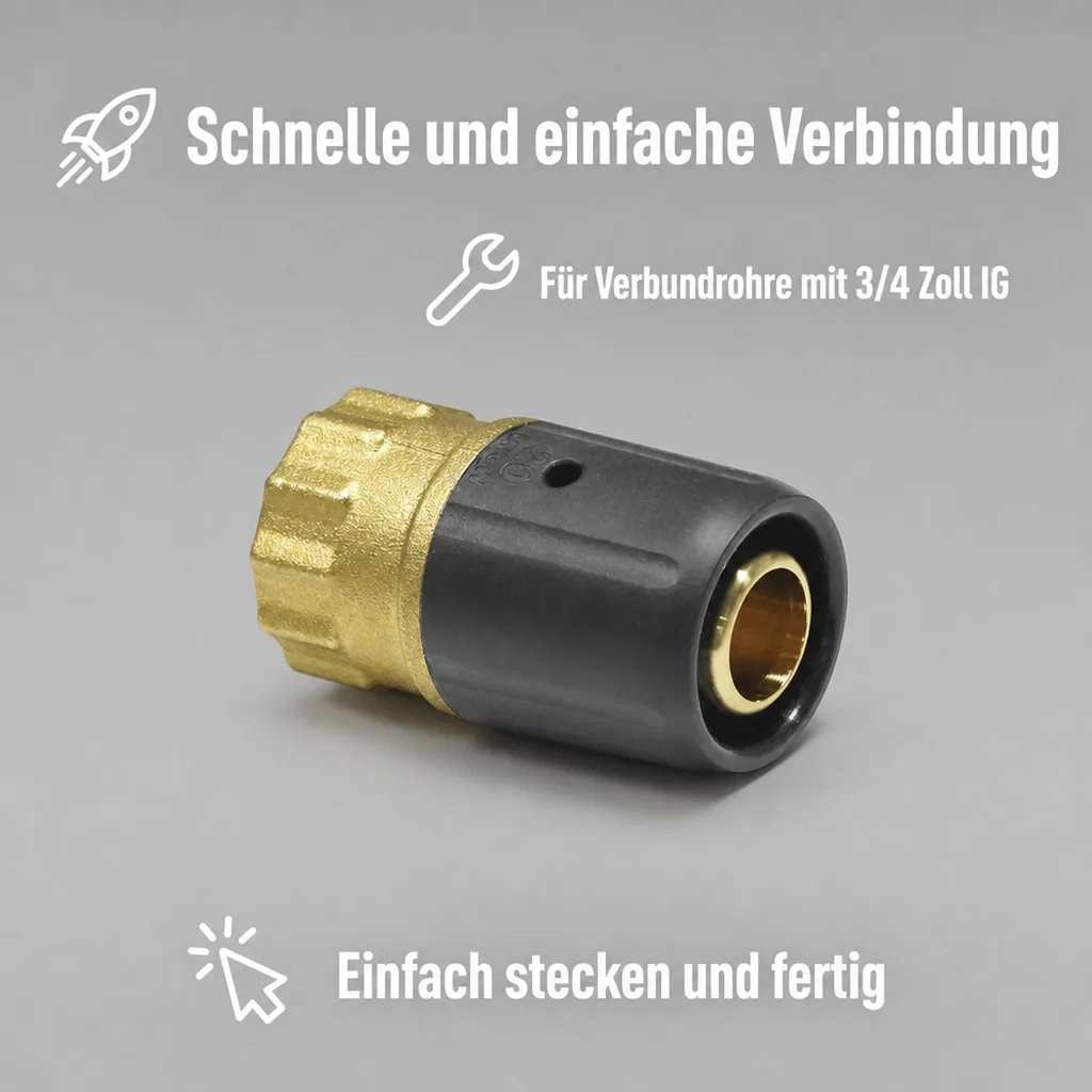 16mm Fitting, Steckfitting, Übergang 16mm, für Verbundrohr