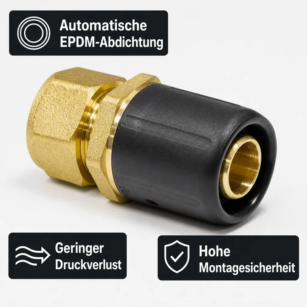 Steckfitting Übergang auf Kupferrohr Schraubanschluss 20 x 2 - 22 mm