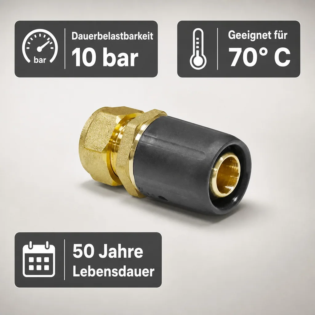 Steckfitting Übergang auf Kupferrohr Schraubanschluss 20 x 2 - 22 mm