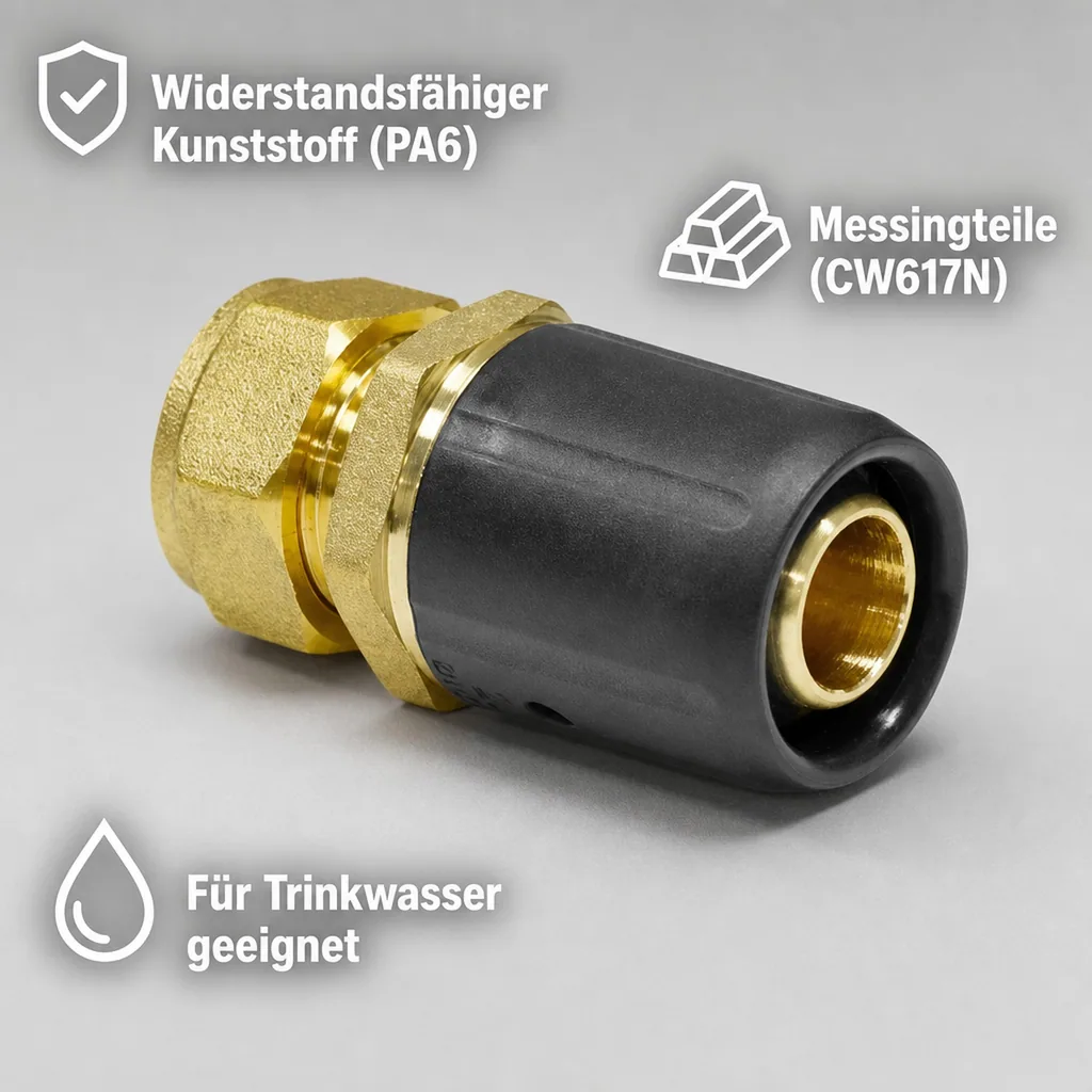 Steckfitting Übergang auf Kupferrohr Schraubanschluss 20 x 2 - 22 mm