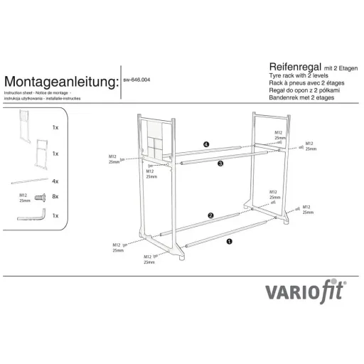 Reifenregal, stabiles Reifenregal 300 kg, 2 Etagen, 1205x780x1325 mm