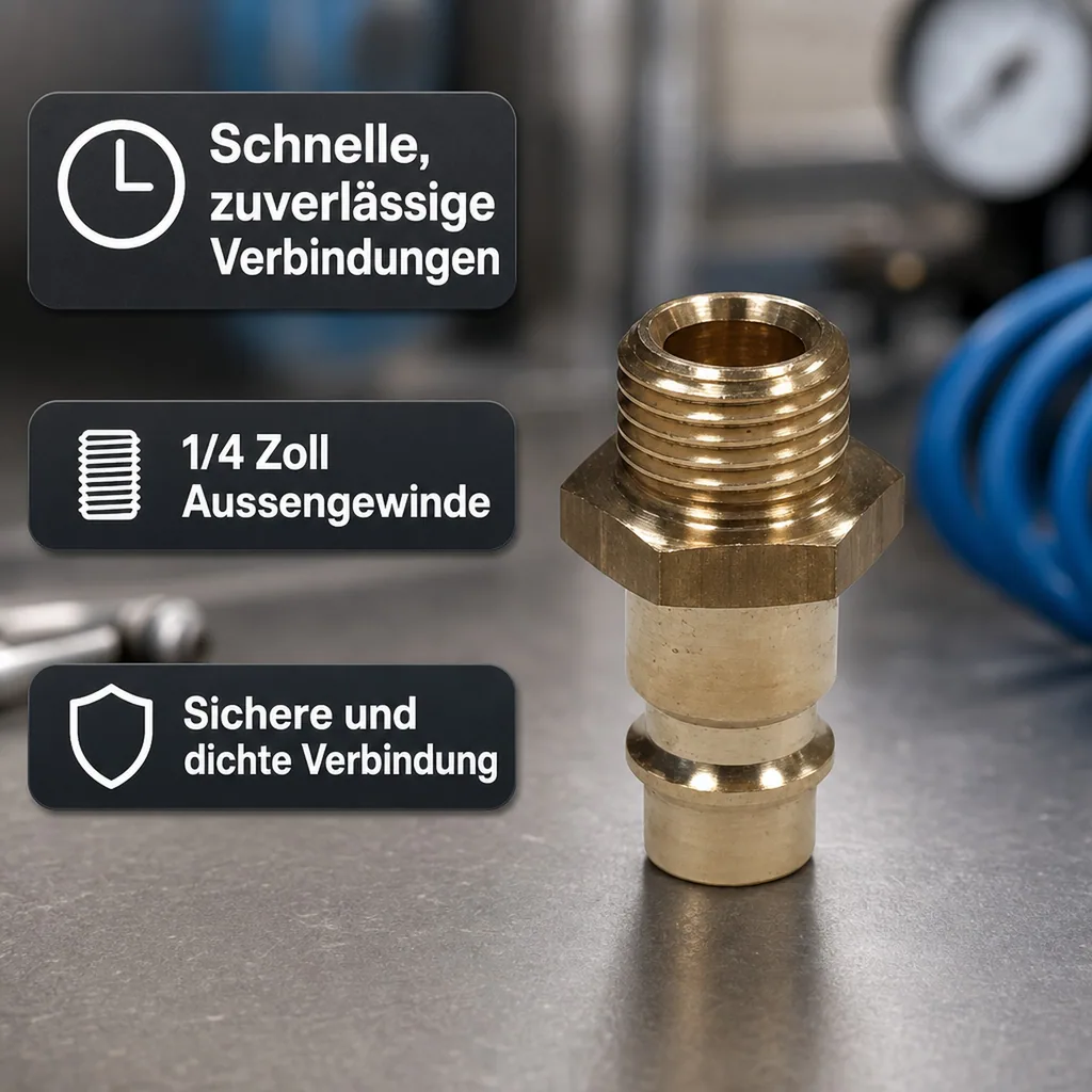 Druckluftkupplung, Druckluft Stecker 1/4 Zoll Aussengewinde