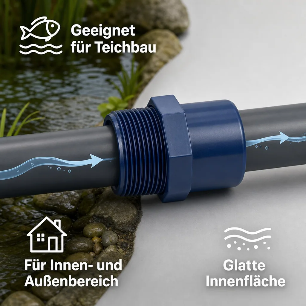 PVC Fittings, Übergangsmuffe, PVC Muffe AG 40-32mm x 1 1/4", PN10