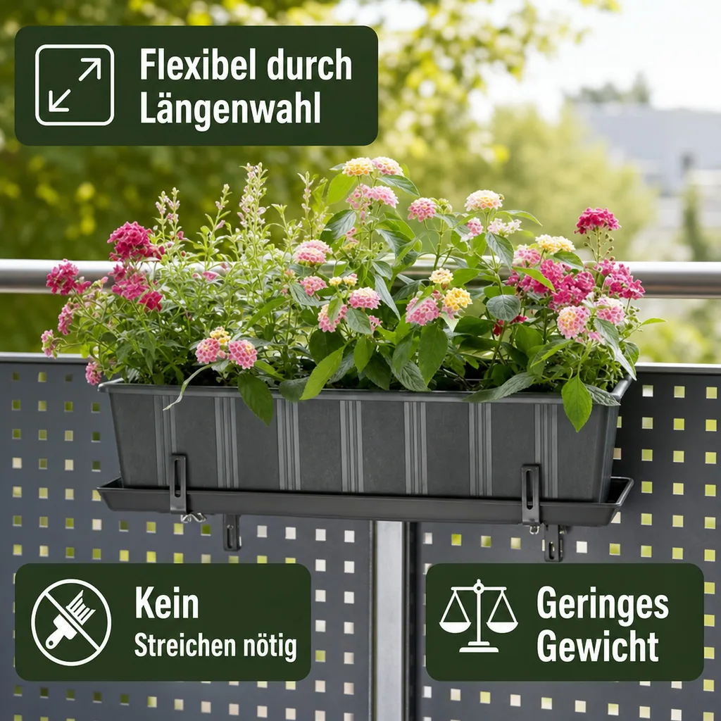 Blumenkasten 100 cm, anthrazit, Kunststoff, Balkon
