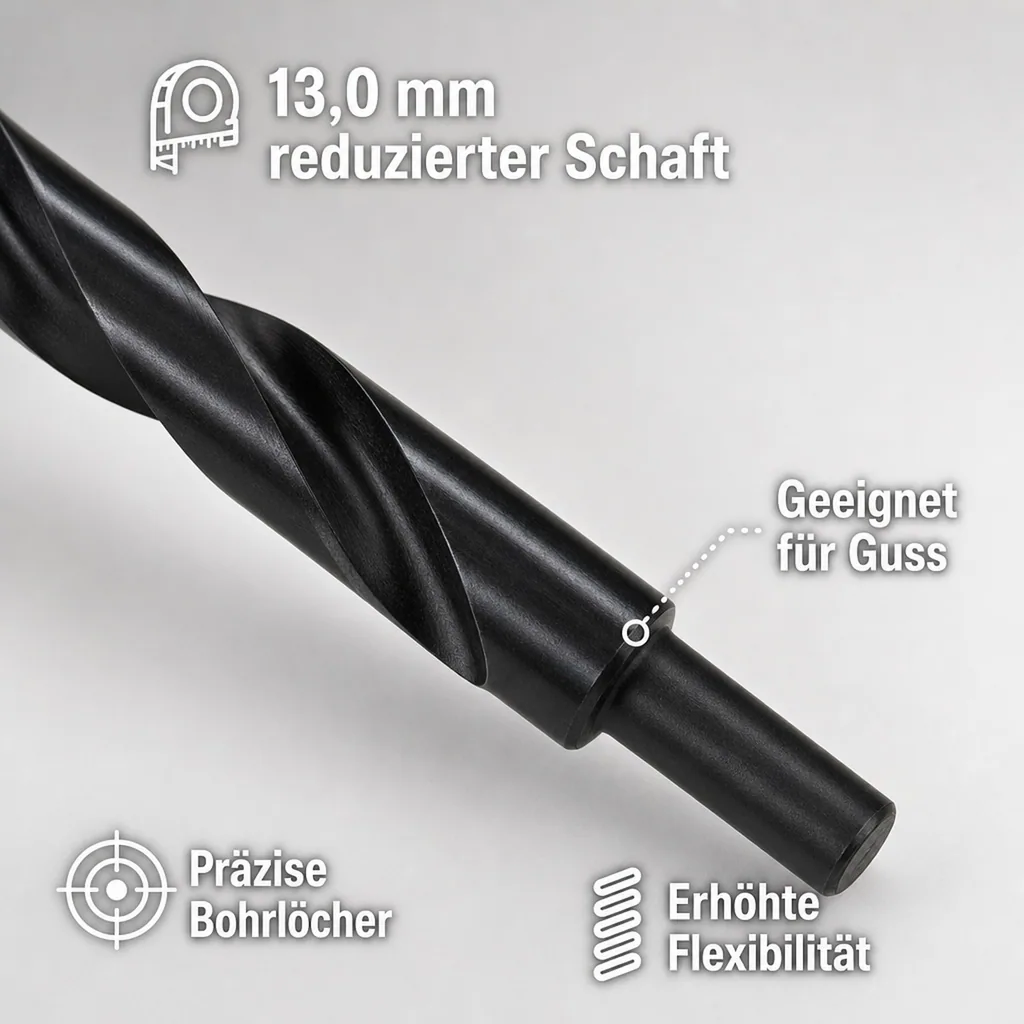Spiralbohrer DIN 338, HSS Bohrer 17,5mm, reduzierter Schaft