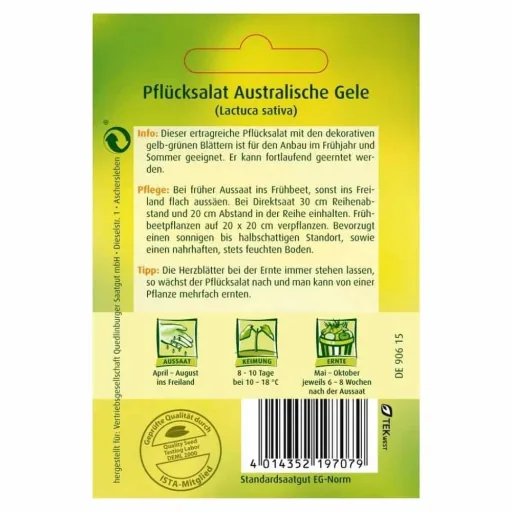 Pflücksalat Samen, Australische Gele, Salatsamen