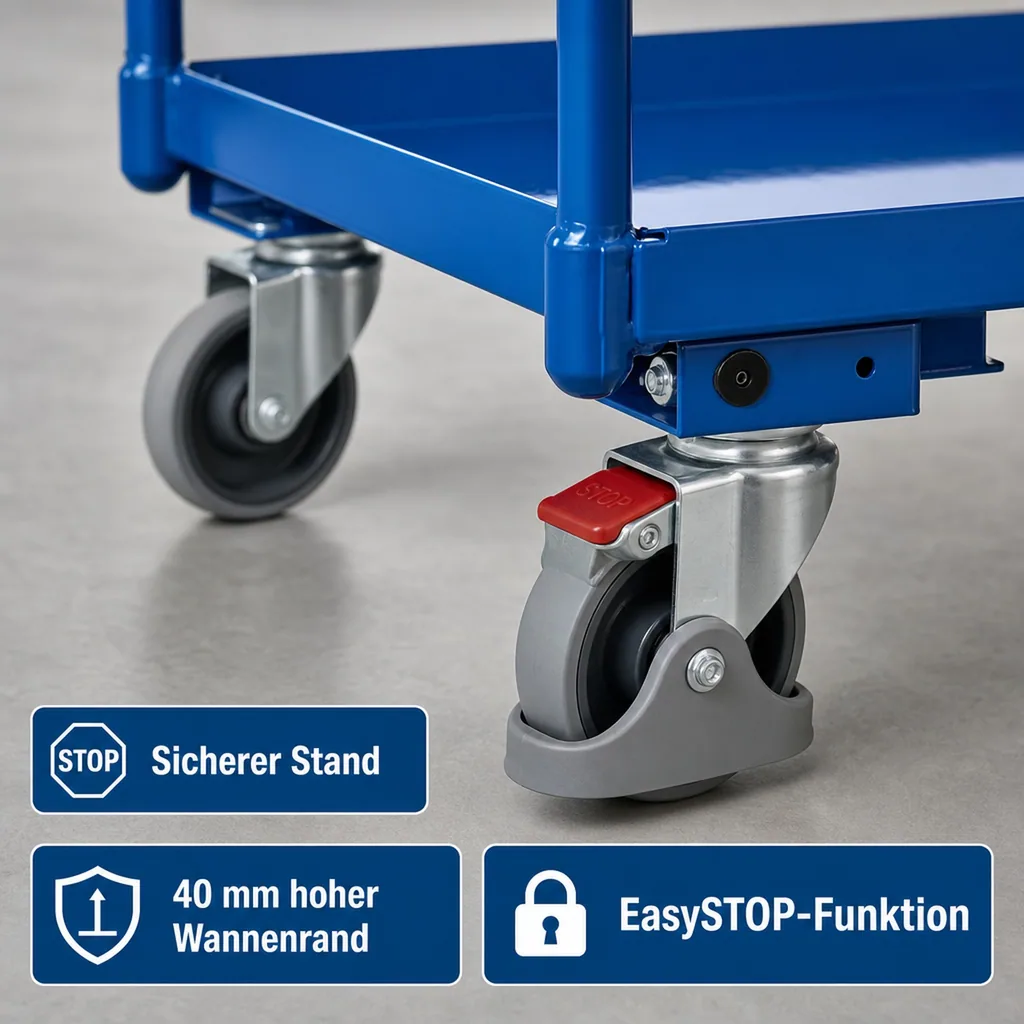 Tischwagen, Werkstattwagen, Etagenwagen, 400 kg Traglast, EasySTOP