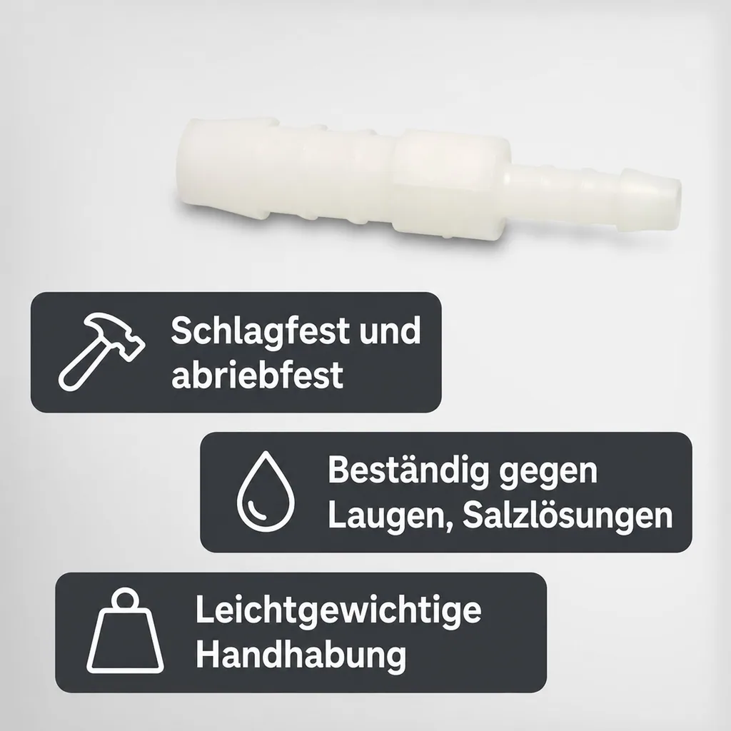 Schlauchverbinder, Kunststoff, reduziert, 8 mm x 4 mm