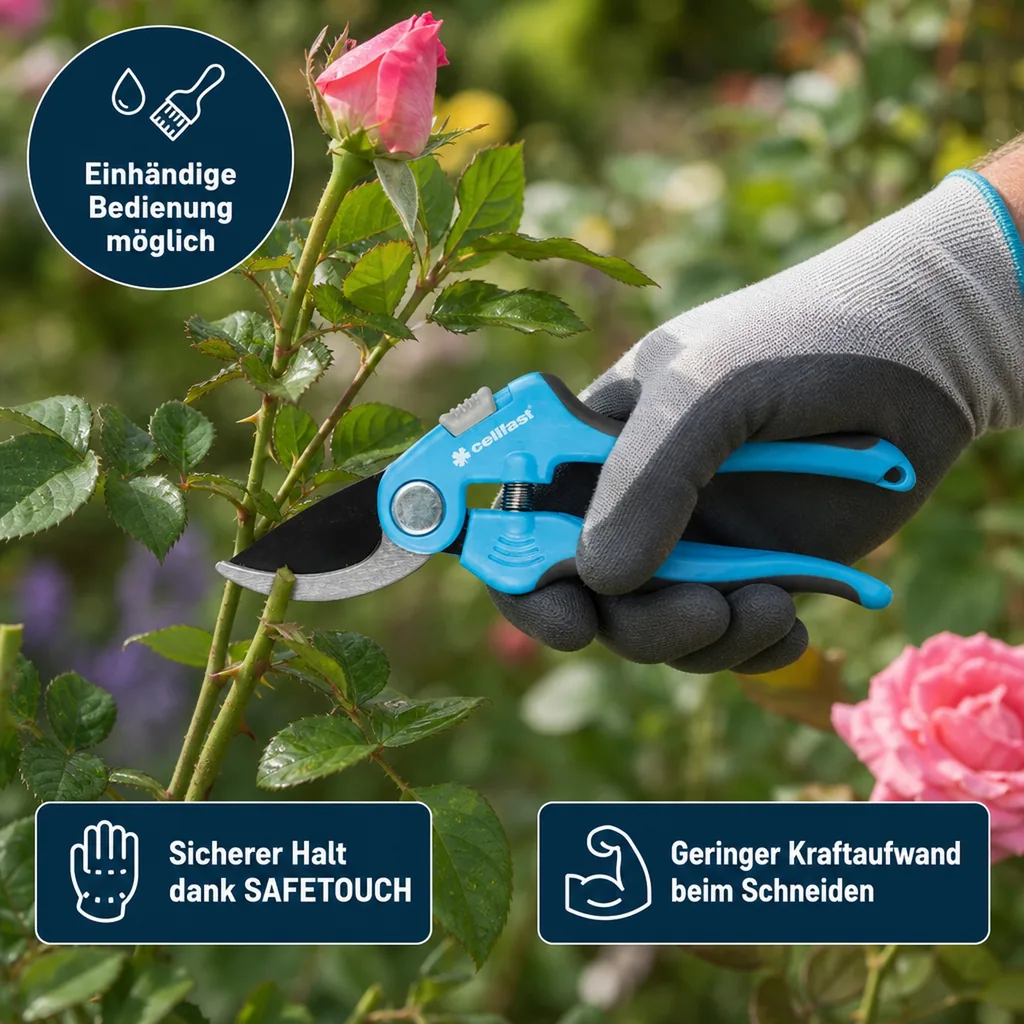 Gartenschere, Bypass, ERGO, Einhand, Rosenschere
