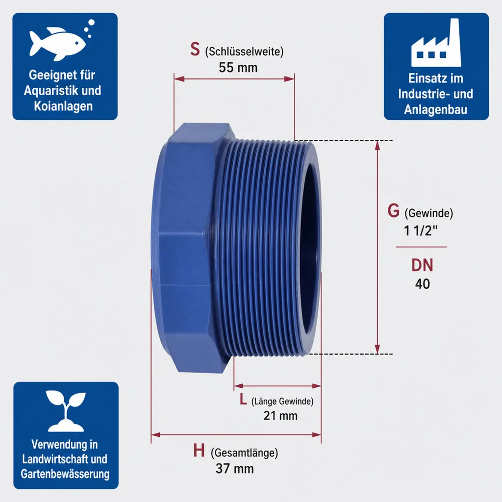 PVC - U Stopfen AG 1 1/2" PN10