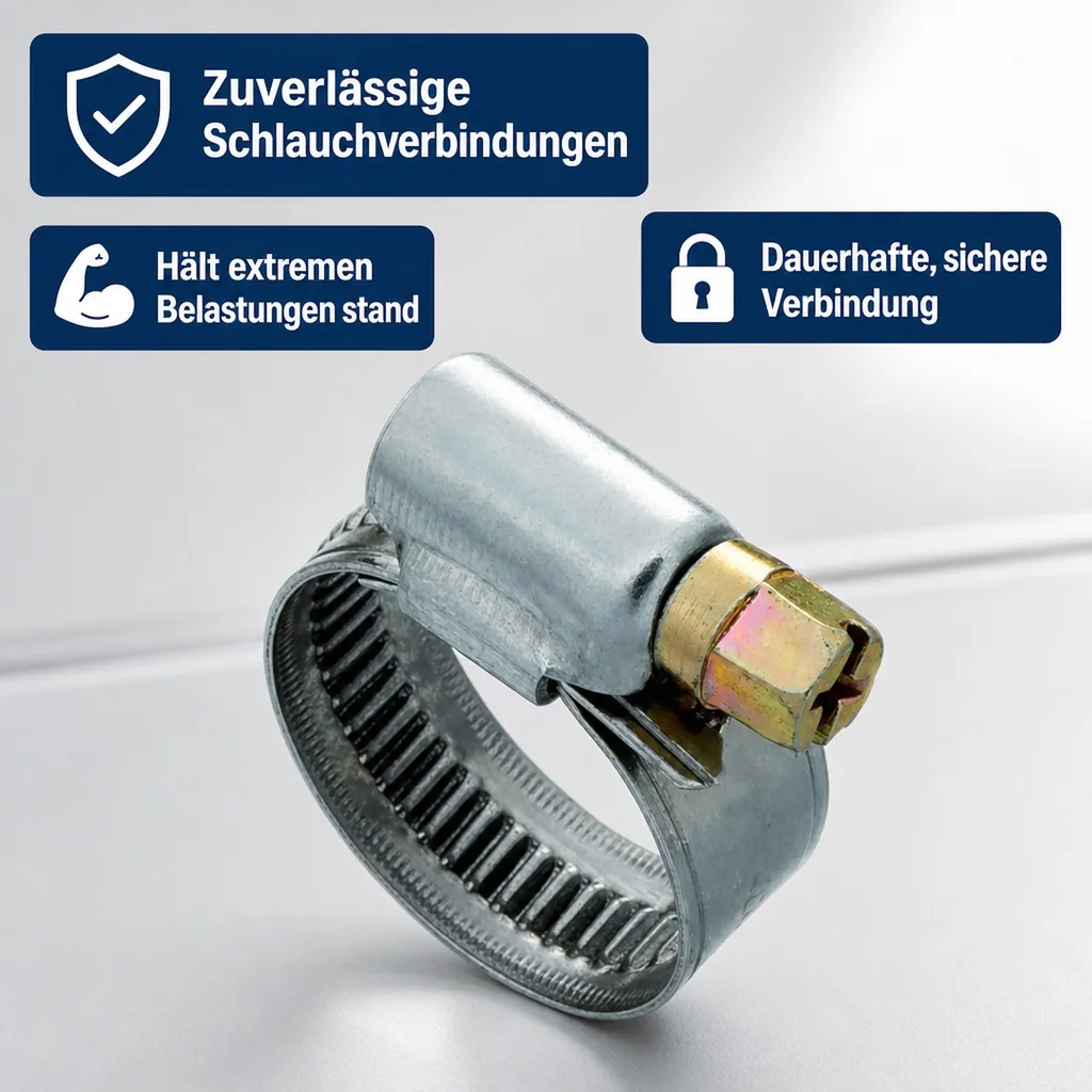 Schlauchschellen, Edelstahl, 9mm, 10-16mm, W2, DIN 3017