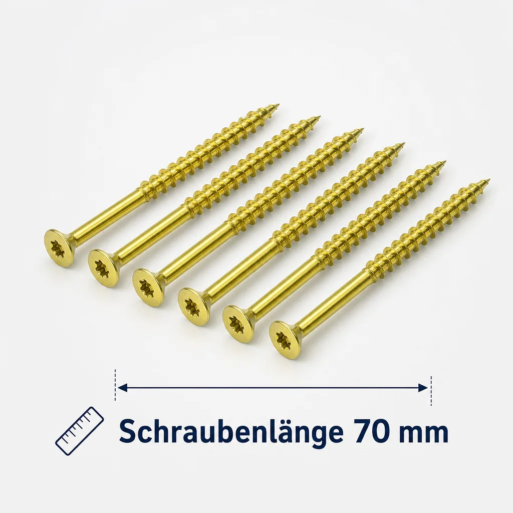 Spanplattenschrauben 4,5x70, 200 Stück, Senkkopf, Teilgewinde