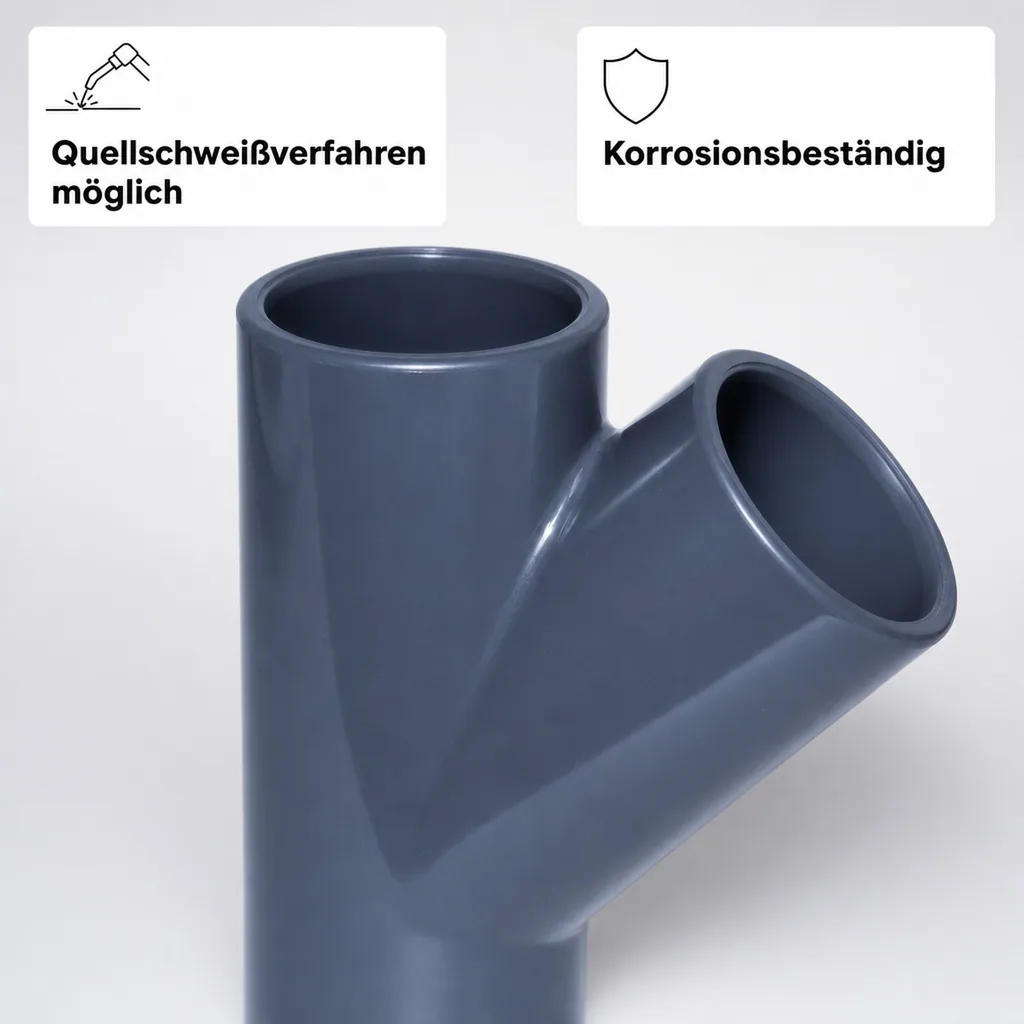 PVC Fittings, 45° T-Stück Muffe 25mm, PVC Klebefittings