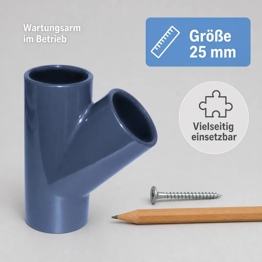 PVC Fittings, 45° T-Stück Muffe 25mm, PVC Klebefittings