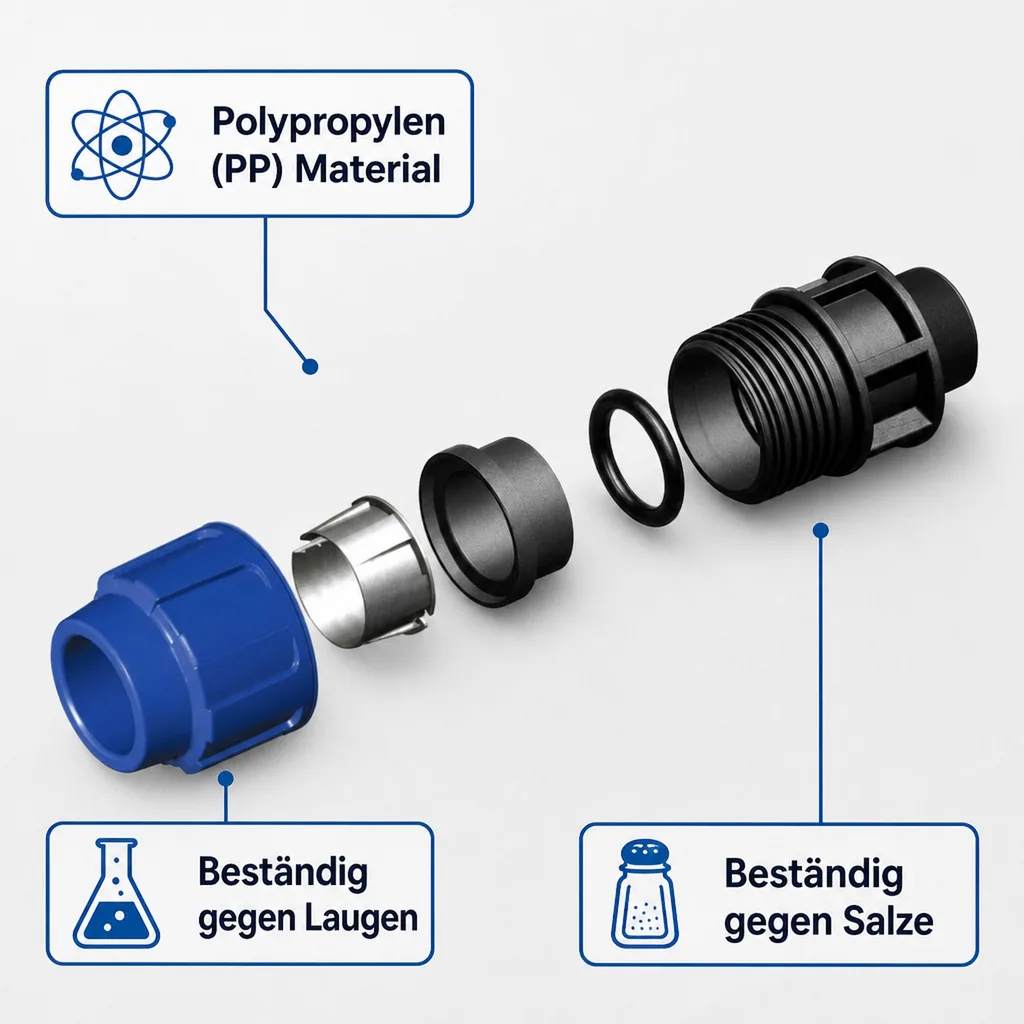 PE Rohr Verschraubung 40mm, Kupplung 1 1/4" IG, Trinkwasser