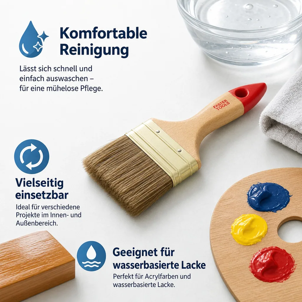 Acrylfarben Pinsel, Flachpinsel 75mm, Acrylpinsel Set, Künstlerpinsel