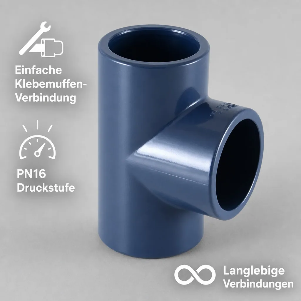 PVC Fittinge, PVC T-Stück Muffe 25mm, PN16