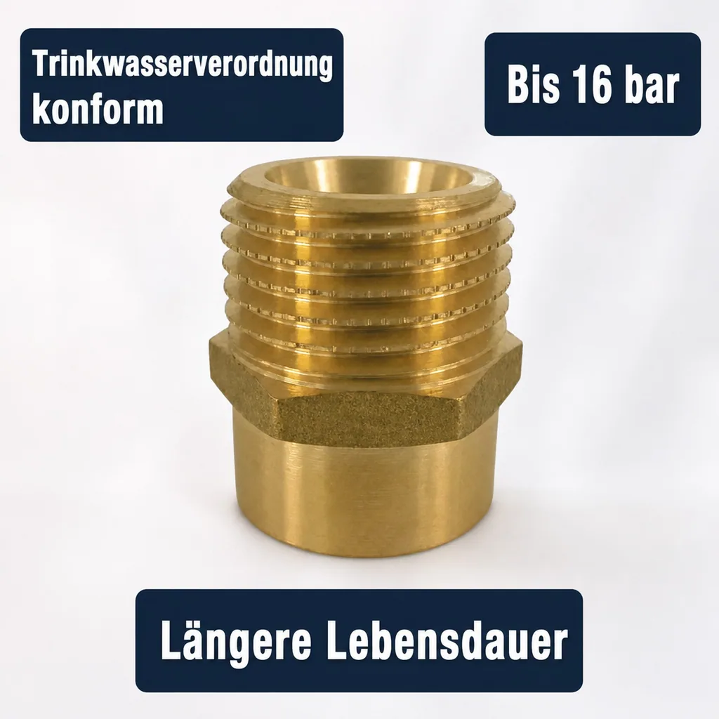 Messing Fitting, Doppelnippel reduziert, 1 1/4 IG x 1 1/2 AG, Gewindefitting