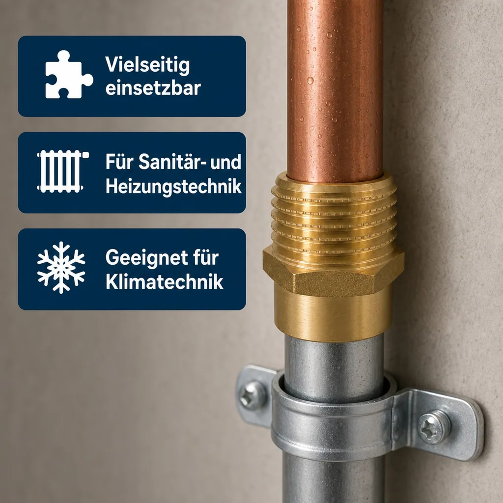 Messing Fitting, Doppelnippel reduziert, 1 1/4 IG x 1 1/2 AG, Gewindefitting