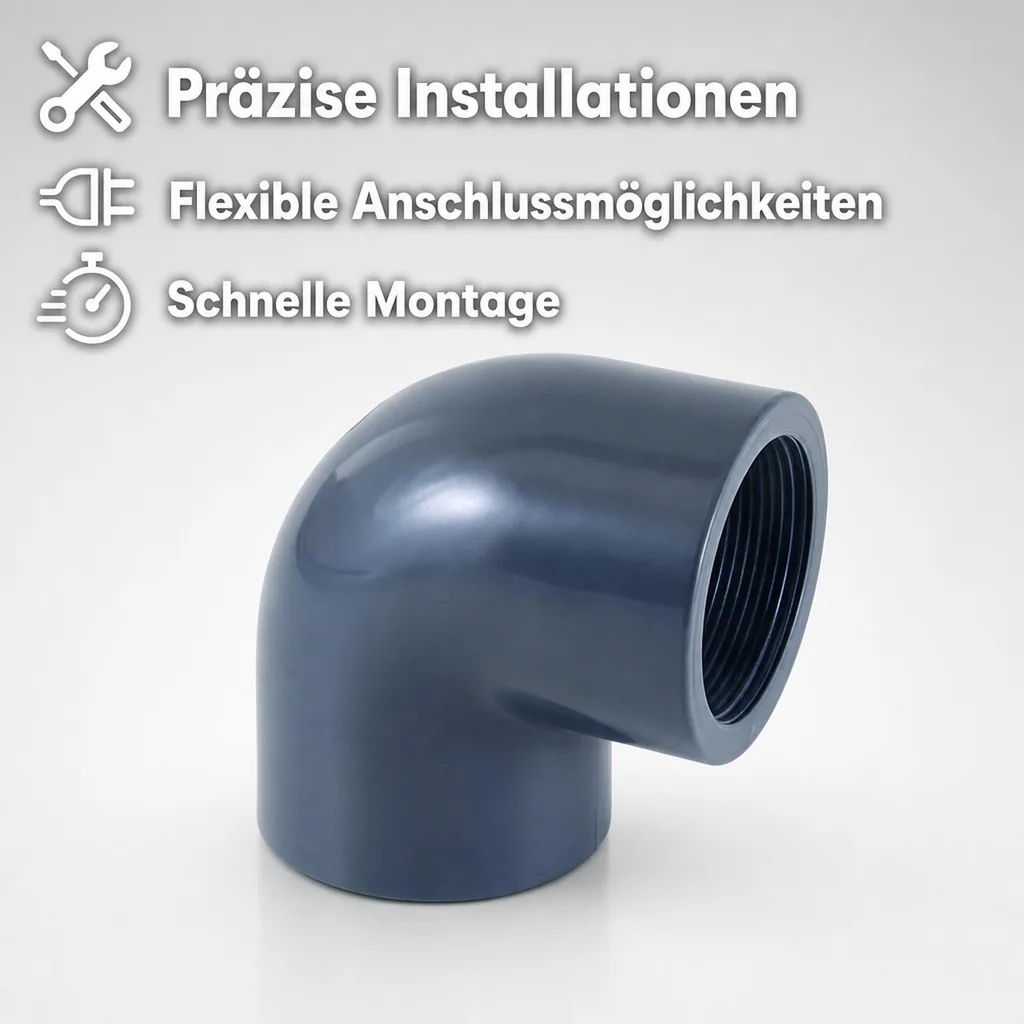 PVC Winkel 1 Zoll, 90 Grad, PVC-U, Winkel 32mm, Muffe, Rohrverbinder PVC