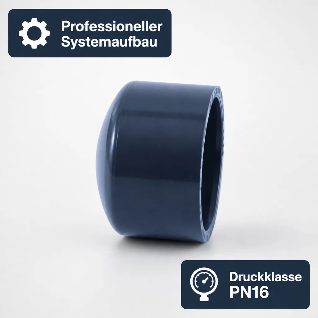 PVC Klebemuffe 20mm, PVC-U Kappe, PN16 Fitting