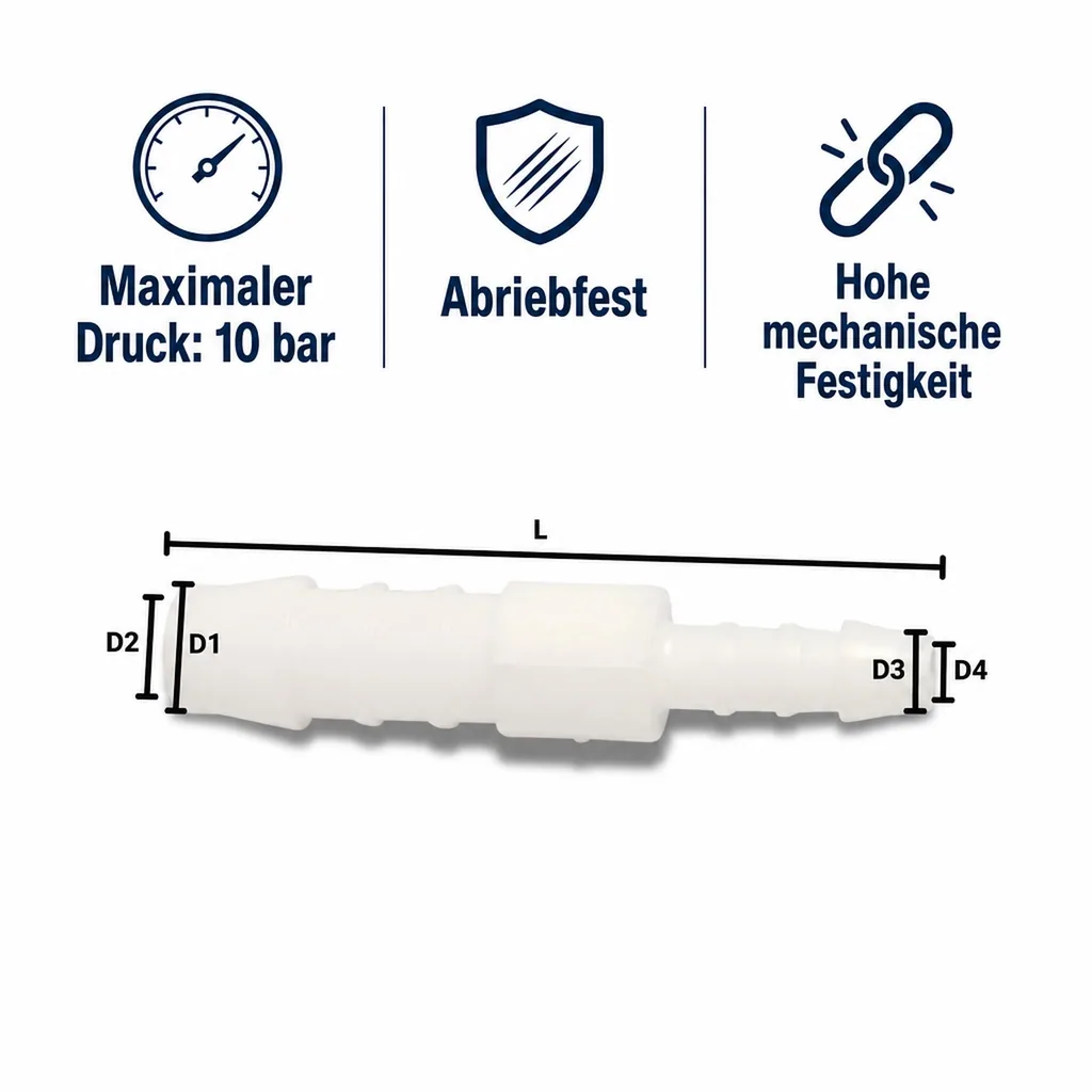 Schlauchverbinder Kunststoff Tülle reduziert 6 mm x 4 mm
