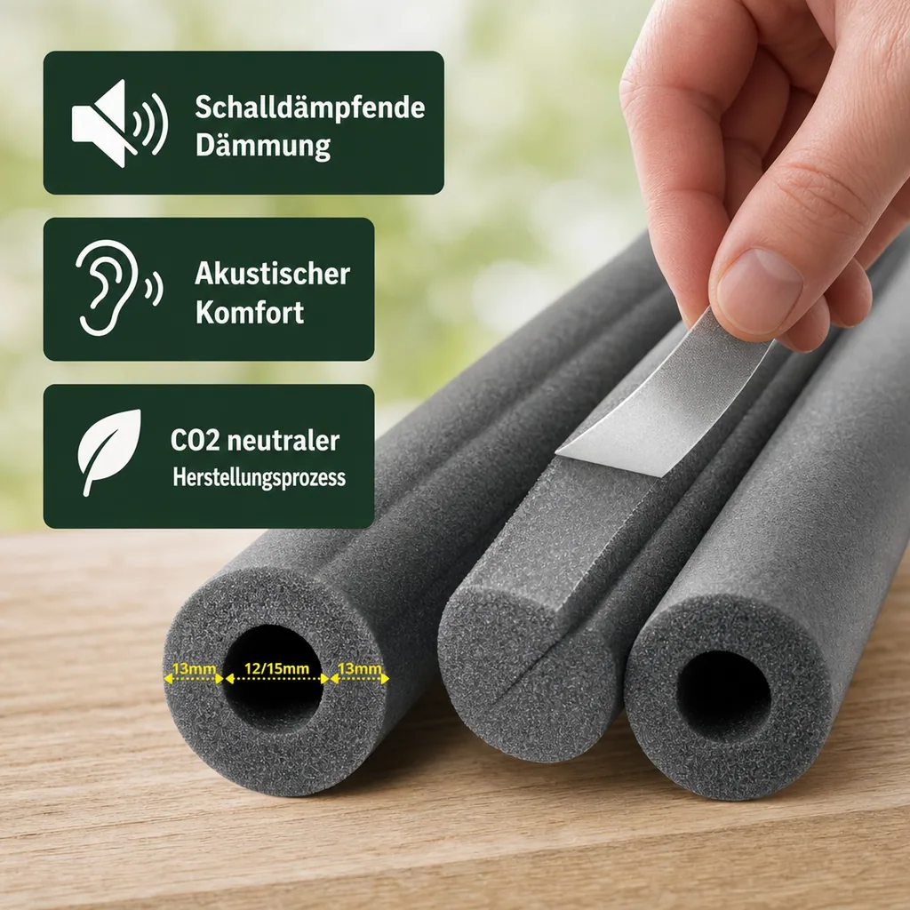 Rohrisolierung, 1m, 12/15 mm x 13 mm, Foam Rohrisolierung, Rohrmanschettenisolierung