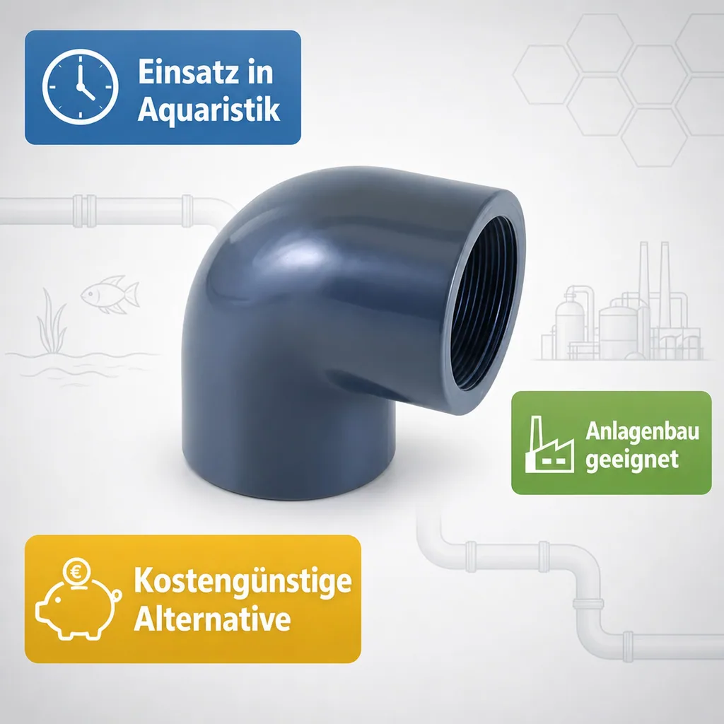 PVC Winkel 90 Grad, PVC-U, 1 1/4 Zoll Innengewinde, PN10, Rohrverbindungen