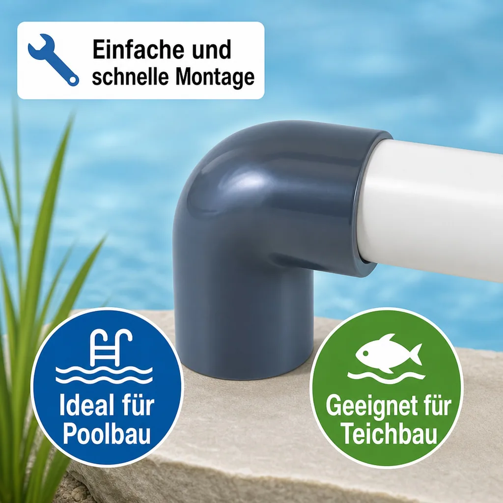 PVC Winkel 90 Grad, PVC-U, 1 1/4 Zoll Innengewinde, PN10, Rohrverbindungen