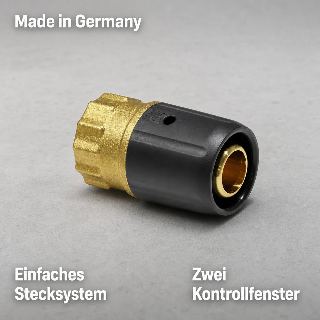 Steckfitting Wasserleitung, Übergang 20 x 2 auf 3/4 IG, Heizung