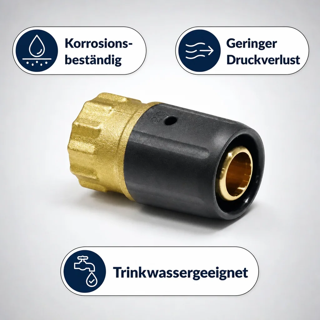 Steckfitting Wasserleitung, Übergang 20 x 2 auf 3/4 IG, Heizung