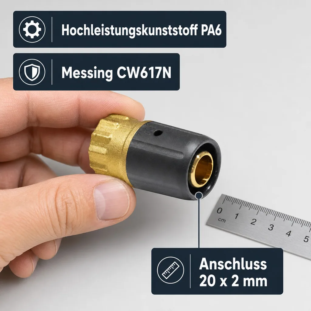 Steckfitting Wasserleitung, Übergang 20 x 2 auf 3/4 IG, Heizung
