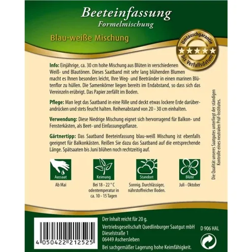Saatband Beeteinfassung, blau-weiße Mischung