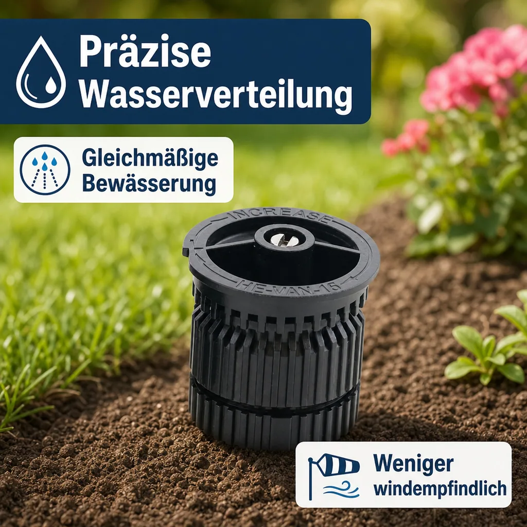 Sprühdüse Garten, Regnerdüse, einstellbar 0-360°, HE-VAN 15