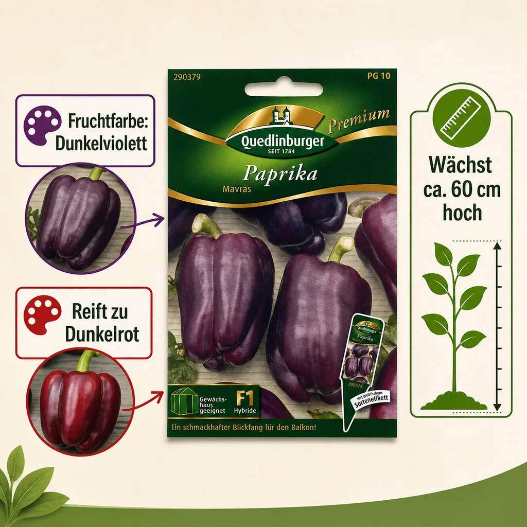 Paprika Samen, Mavras F1, Dunkle Blockpaprika, Resistente Sorte