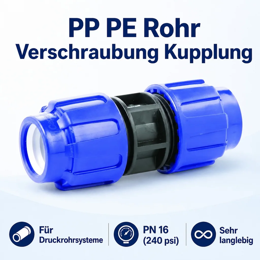 PP PE Rohr Verschraubung Kupplung Muffe 32 x 32